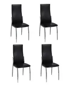 vidaXL Dining Chairs 4 pcs Black Faux Leather