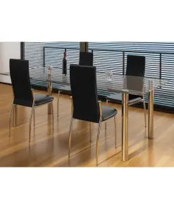 vidaXL Dining Chairs 4 pcs Black Faux Leather