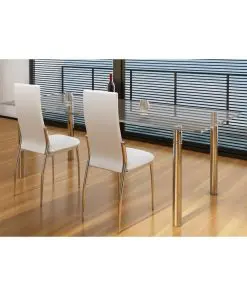 vidaXL Dining Chairs 2 pcs White Faux Leather