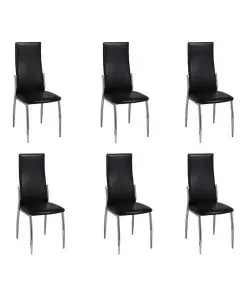 vidaXL Dining Chairs 6 pcs Black Faux Leather