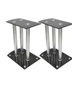 Aluminum Speaker Stands Black Glass 2pcs