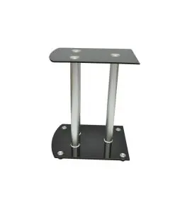 Aluminum Speaker Stands Black Glass 2pcs