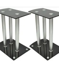 Aluminum Speaker Stands Black Glass 2pcs