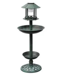 vidaXL Bird Bath/ Feeder with Solar Light