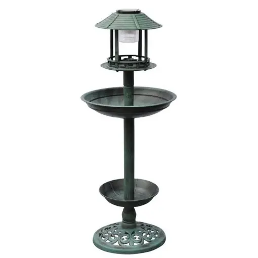 vidaXL Bird Bath/ Feeder with Solar Light