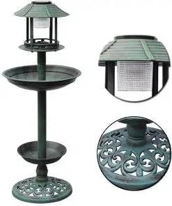 vidaXL Bird Bath/ Feeder with Solar Light
