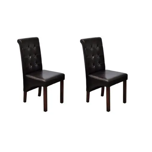 vidaXL Dining Chairs 2 pcs Brown Faux Leather