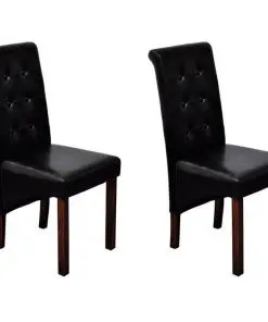 vidaXL Dining Chairs 2 pcs Black Faux Leather