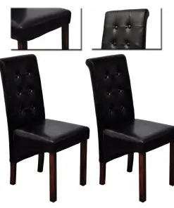 vidaXL Dining Chairs 2 pcs Black Faux Leather
