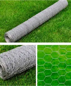 vidaXL Mesh Fence Galvanised Steel Hexagon 1×25 m Silver