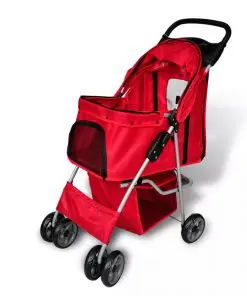 vidaXL Pet Stroller Travel Carrier Red Folding