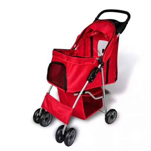 vidaXL Pet Stroller Travel Carrier Red Folding