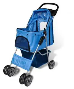 vidaXL Pet Stroller Travel Carrier Blue Folding