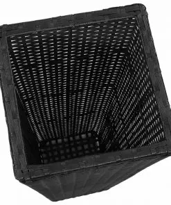 3 Rattan Flower Pots Black