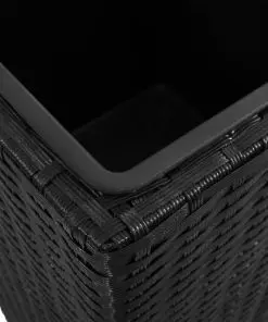 3 Rattan Flower Pots Black