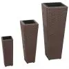 3 Rattan Flower Raised Beds Brown