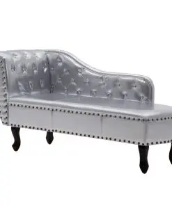 vidaXL Chaise Longue Silver Faux Leather
