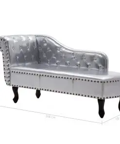 vidaXL Chaise Longue Silver Faux Leather