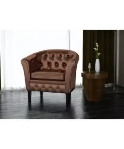 vidaXL Tub Chair Brown Faux Leather