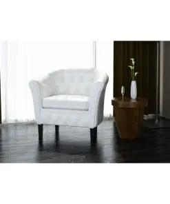 vidaXL Tub Chair White Faux Leather