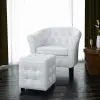 vidaXL Tub Chair with Footstool White Faux Leather vidaXL Tub Chair with Footstool White Faux Leather