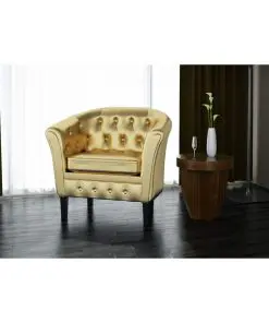 vidaXL Tub Chair Gold Faux Leather