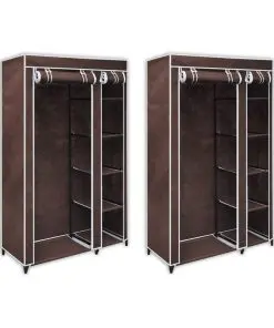 vidaXL Fabric Wardrobes 2 pcs Brown