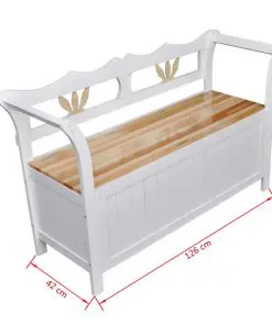 vidaXL Storage Bench 126x42x75 cm Wood White