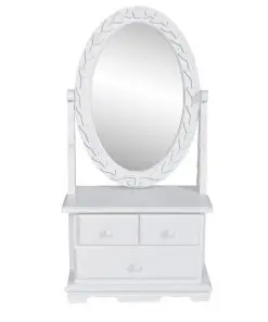 vidaXL Vanity Makeup Table with Oval Swing Mirror MDF