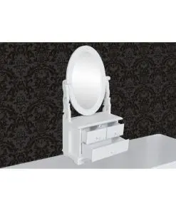 vidaXL Vanity Makeup Table with Oval Swing Mirror MDF