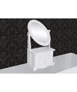 vidaXL Vanity Makeup Table with Oval Swing Mirror MDF