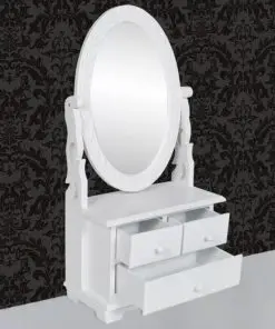 vidaXL Vanity Makeup Table with Oval Swing Mirror MDF