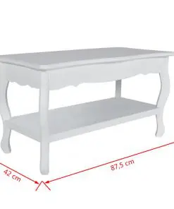 vidaXL Coffee Table 2 Tiers MDF White