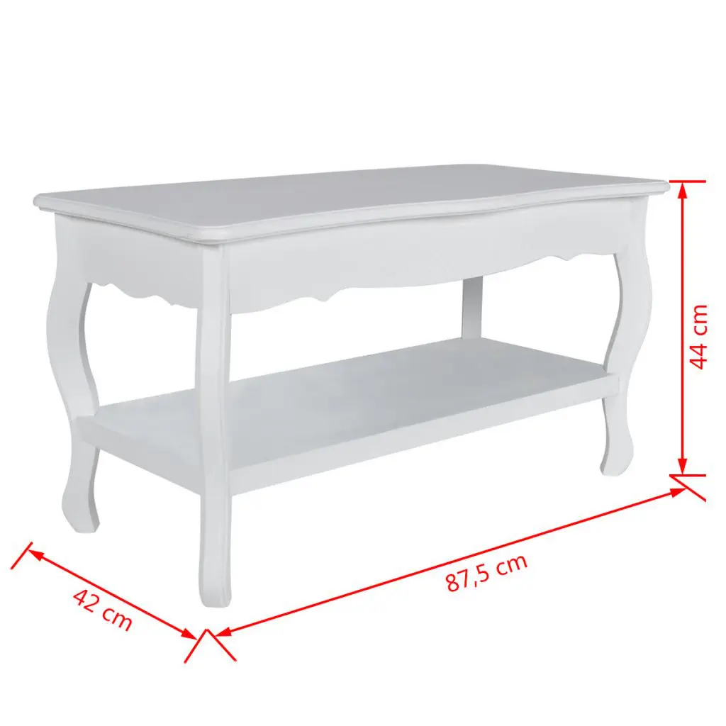 vidaXL Coffee Table 2 Tiers MDF White