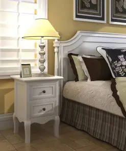 vidaXL Nightstand with 2 Drawers MDF White
