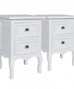 vidaXL Nightstands 2 pcs with 2 Drawers MDF White