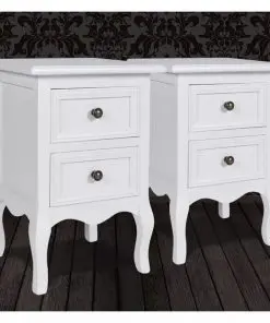 vidaXL Nightstands 2 pcs with 2 Drawers MDF White