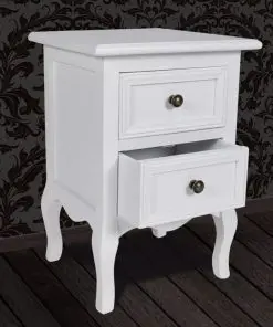 vidaXL Nightstands 2 pcs with 2 Drawers MDF White