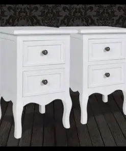 vidaXL Nightstands 2 pcs with 2 Drawers MDF White