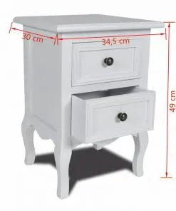 vidaXL Nightstands 2 pcs with 2 Drawers MDF White
