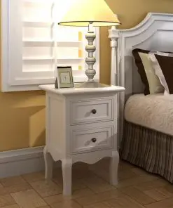 vidaXL Nightstands 2 pcs with 2 Drawers MDF White