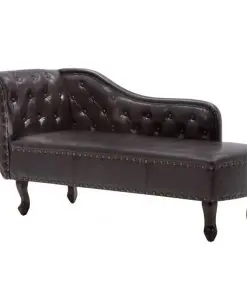 vidaXL Chaise Longue Dark Brown Faux Leather