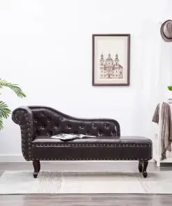 vidaXL Chaise Longue Dark Brown Faux Leather
