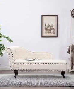 vidaXL Chaise Longue Cream White Faux Leather