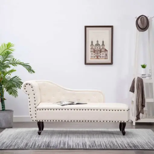 vidaXL Chaise Longue Cream White Faux Leather