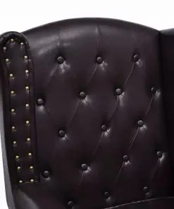 vidaXL Armchair with Footstool Dark Brown Faux Leather