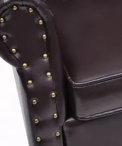 vidaXL Armchair with Footstool Dark Brown Faux Leather