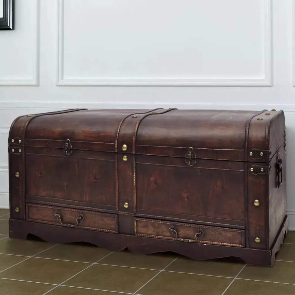 vidaXL Wooden Treasure Chest Large Brown