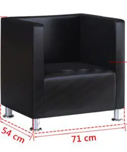 vidaXL Cube Armchair Black Faux Leather