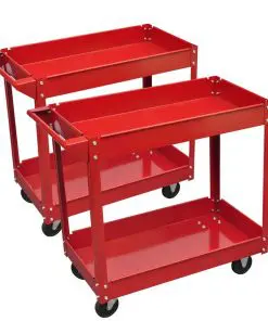 2 x Workshop Tool Trolley 100 kg 2 Shelves